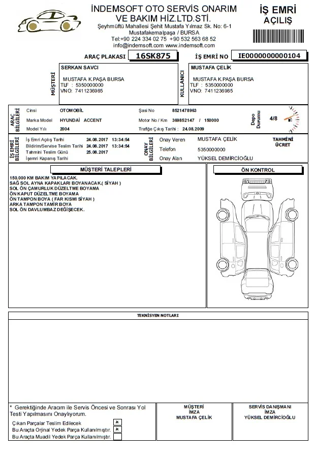 Oto Servis Programı