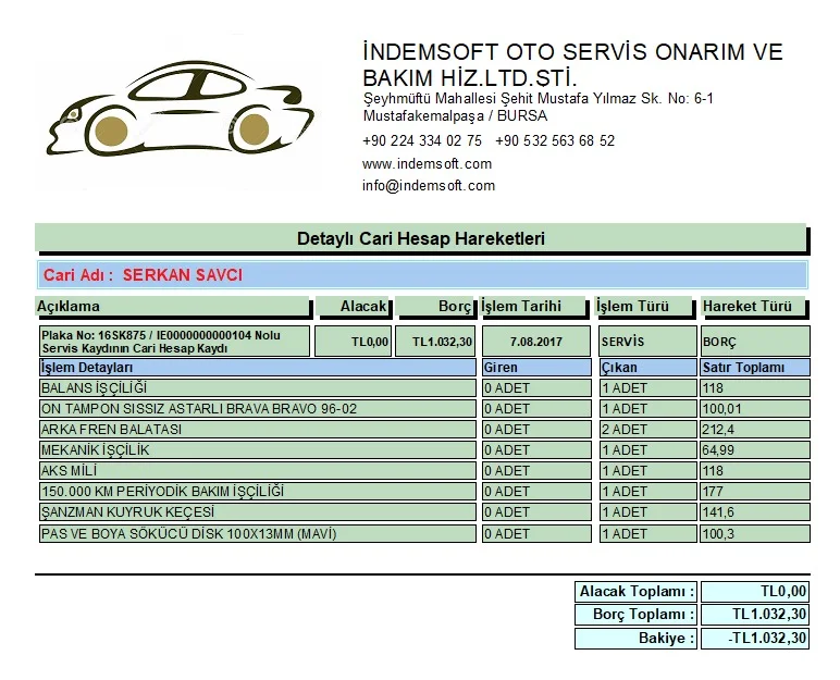 Oto Servis Programı