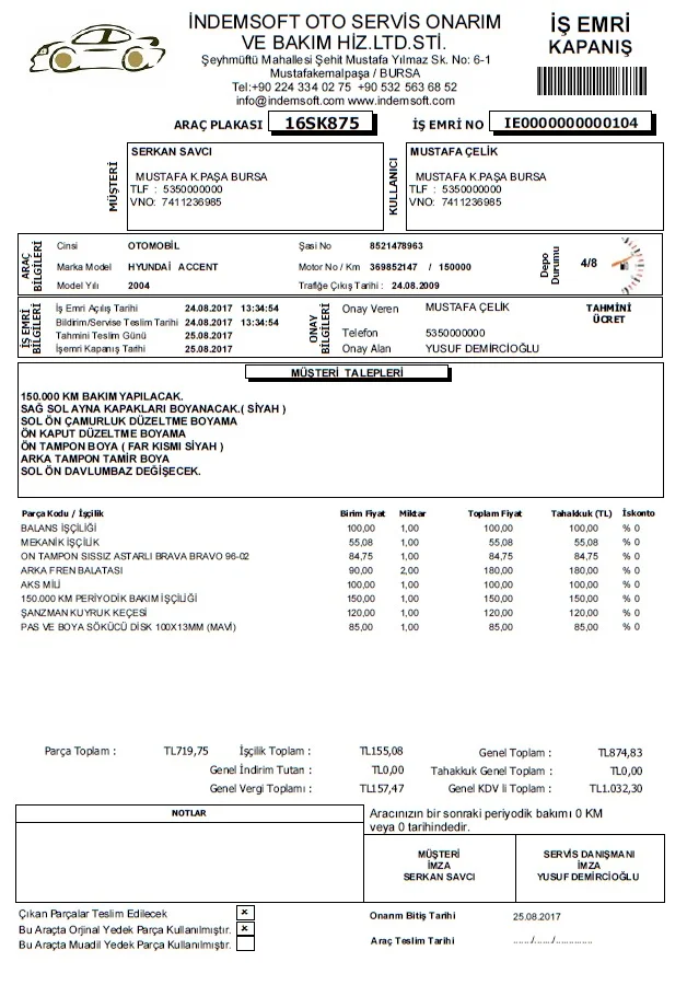 Oto Servis Programı