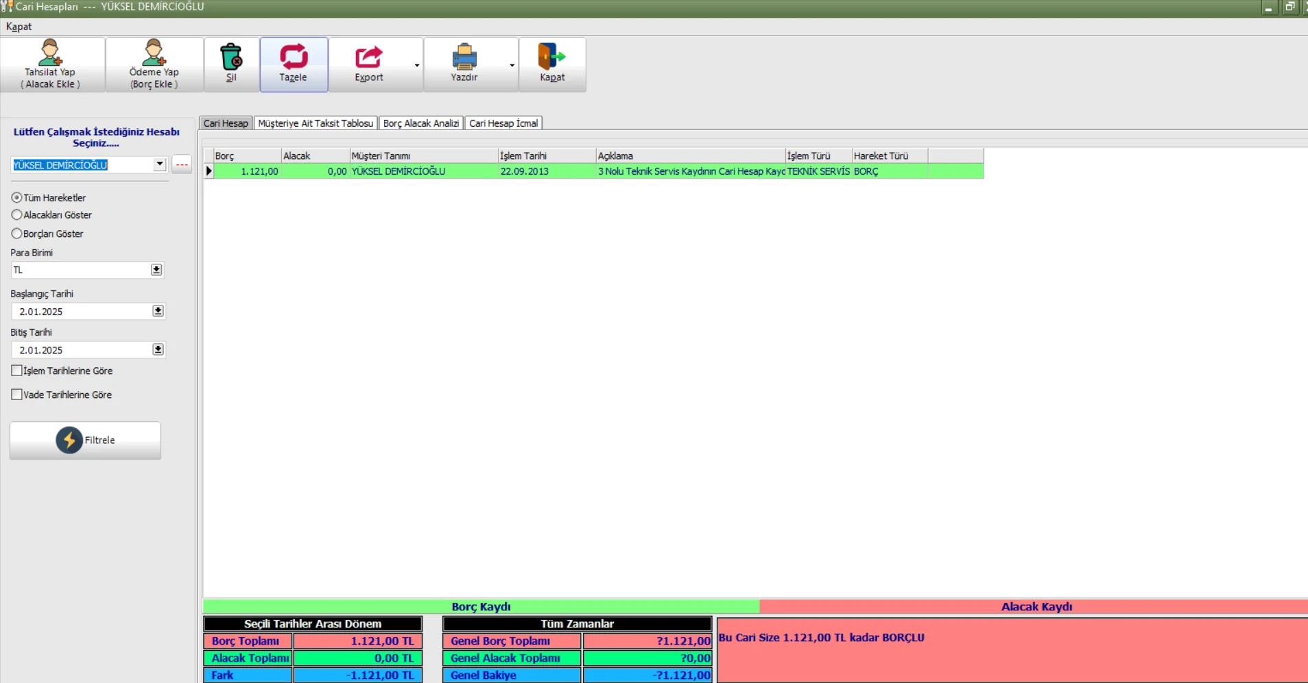 TeknoSoft Cari Hesapları
